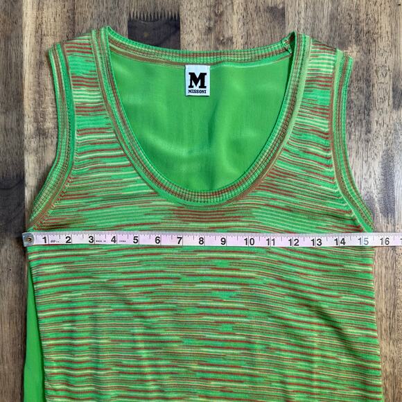 M Missoni Women’s 100% Silk Horizontal Stripe Scoop Neck Tunic Tank Green Size 2 - Picture 6 of 9